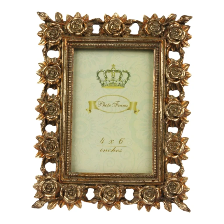 Cadre photo 10x15 cm - or - résine synthétique - rectangulaire