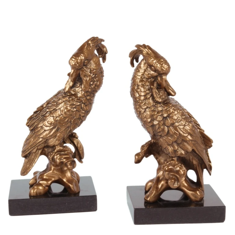 Perroquet sur pied - laiton - 28 cm