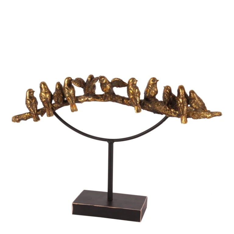 Oiseaux sur perche - or - 30 cm