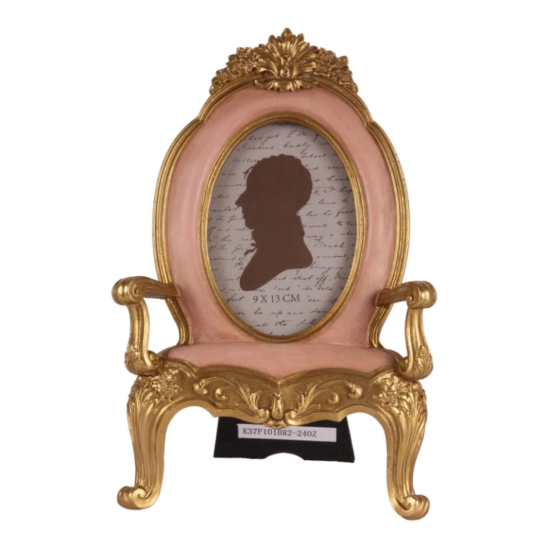 Cadre photo Chaise - 9x13 cm - rose - résine synthétique - sur pied