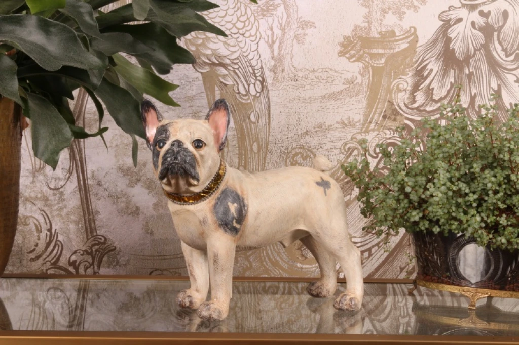 Statue de chien Bouledogue français - brun - 32 cm