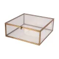 Boîte à bijoux 20x20x8 cm - or - laiton et verre