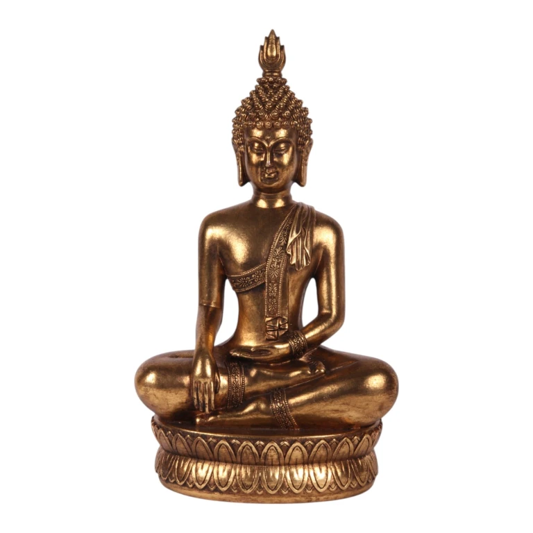 Statue de Bouddha - or - 33 cm - résine artistique