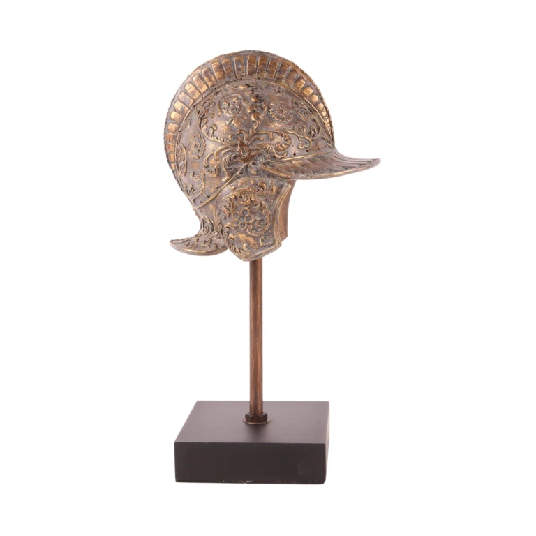 Casque sur socle - or - 29,5 cm - résine synthétique