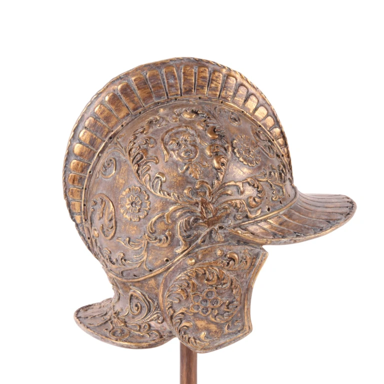 Casque sur socle - or - 29,5 cm - résine synthétique