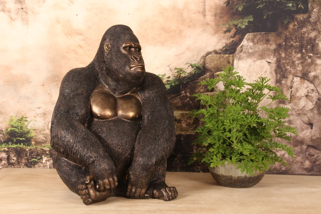 Statue de gorille - dorée - 61 cm