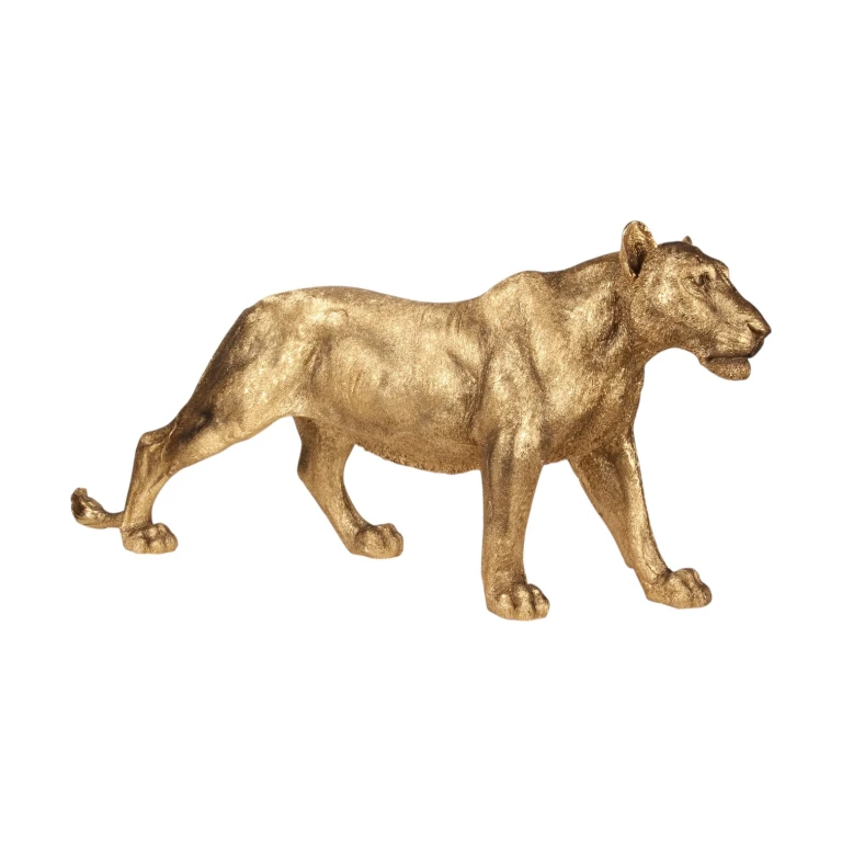 Statue de lionne - or - 124 cm