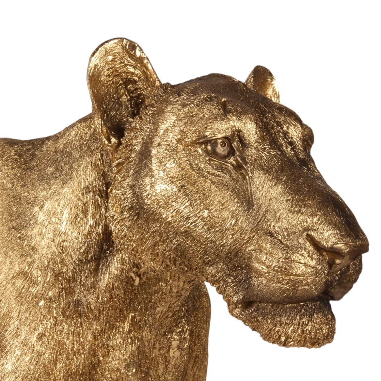 Statue de lionne - or - 124 cm