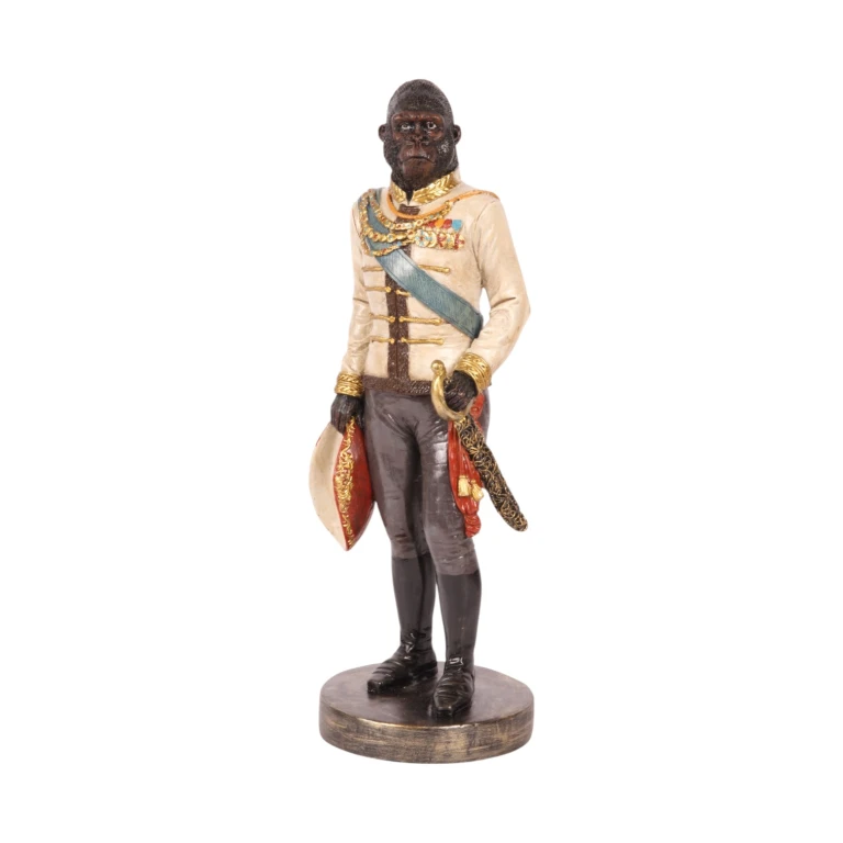 Statue d'orang-outan sur piédestal - ivoire - 40,5 cm