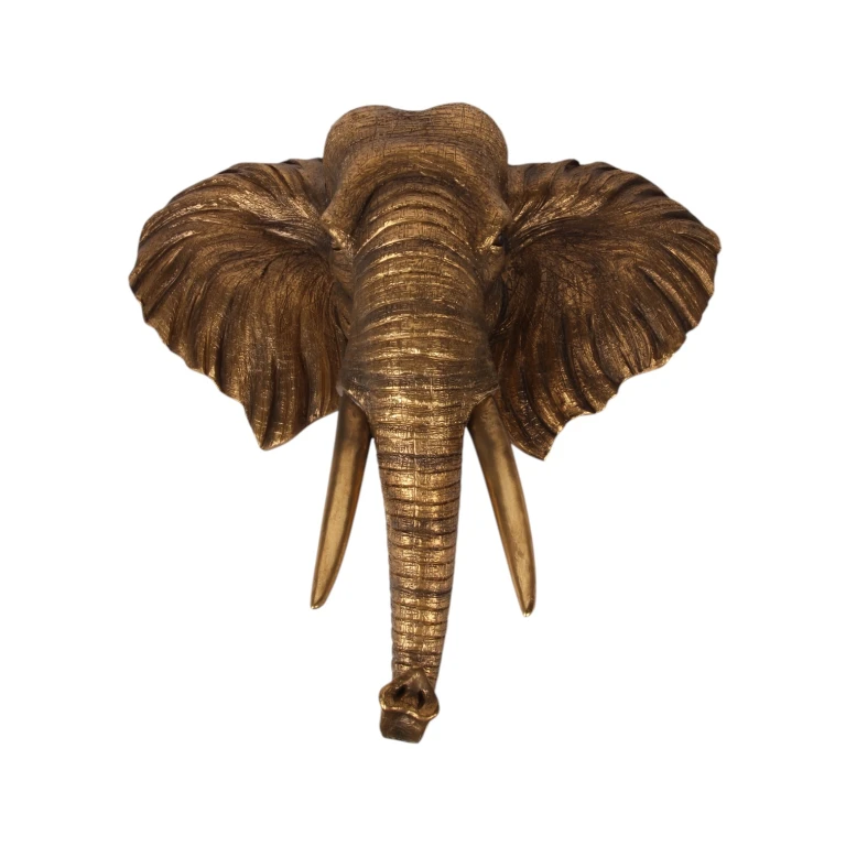 Ornement mural éléphant - or - 61 cm - résine synthétique
