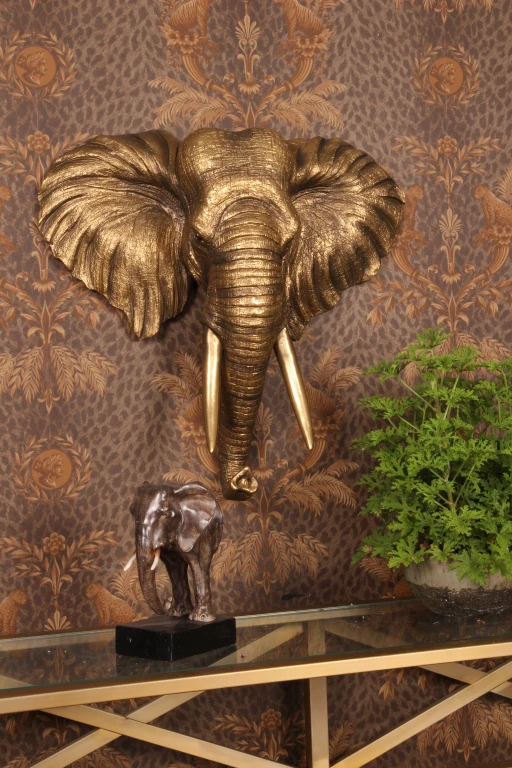 Ornement mural éléphant - or - 61 cm - résine synthétique