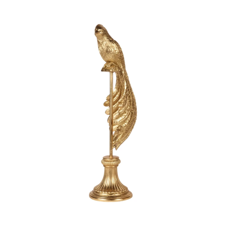 Statue d'oiseau sur socle - or - 49 cm