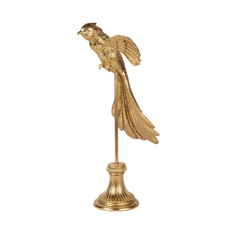 Statue d'oiseau sur socle - doré - 49,5 cm - 1 pièce