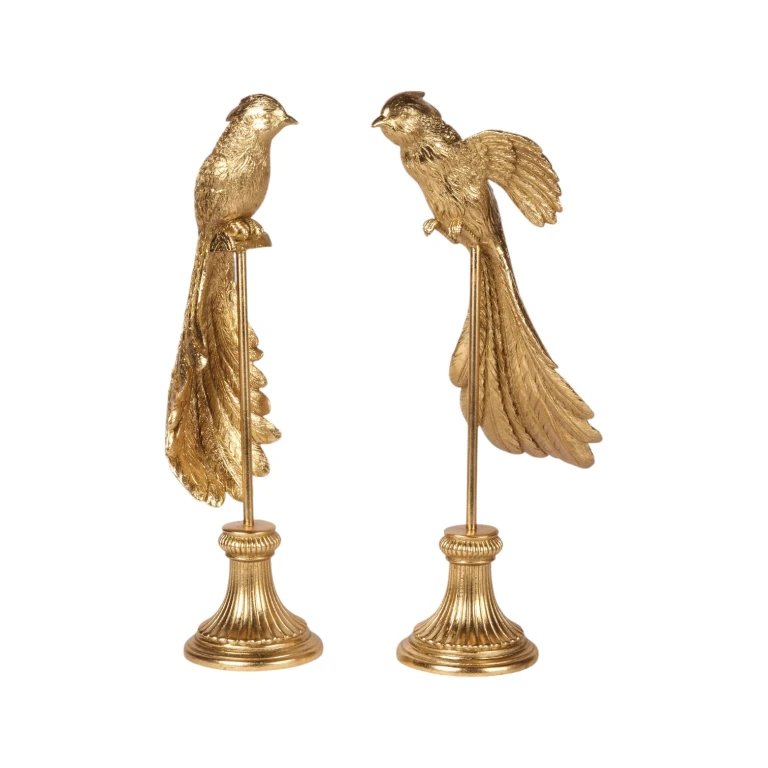 Statue d'oiseau sur socle - doré - 49,5 cm - 1 pièce