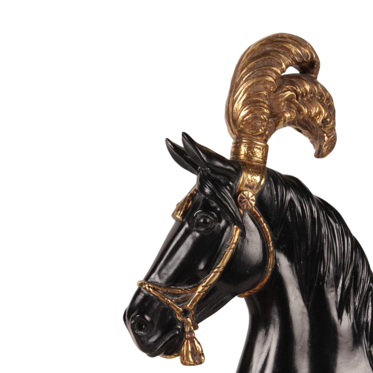 Statue de tête de cheval - noir/or - 36,5 cm
