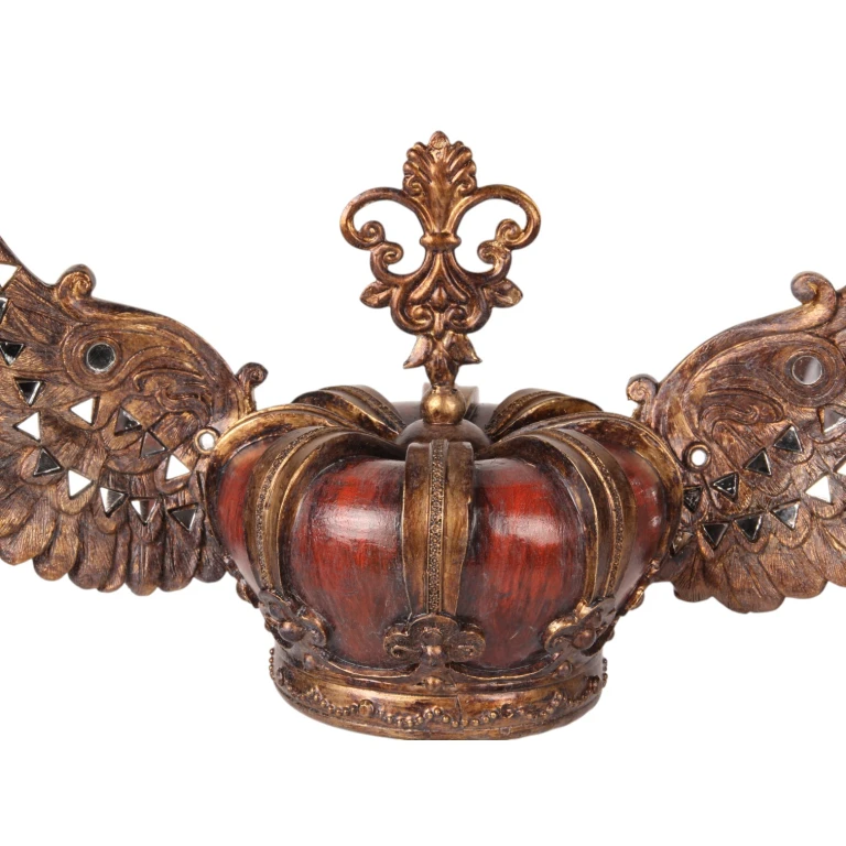 Couronne sur socle - rouge/or - 36,5 cm - résine synthétique