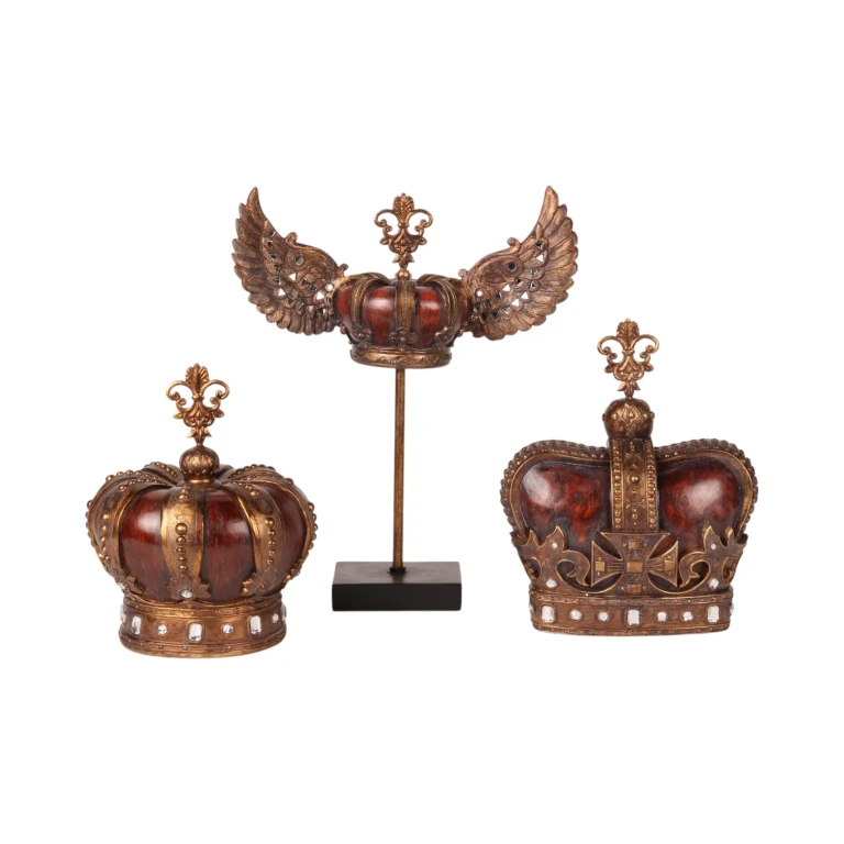 Couronne sur socle - rouge/or - 36,5 cm - résine synthétique