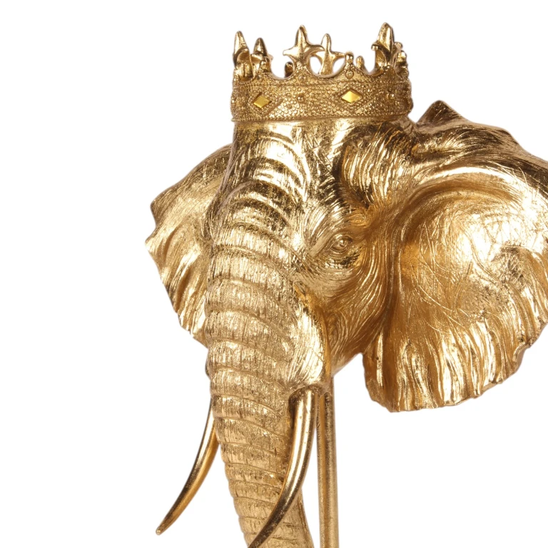 Statue d'éléphant sur socle - doré - 37,5 cm