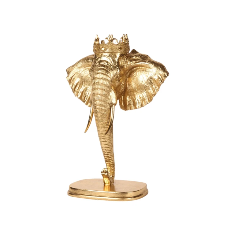 Statue d'éléphant sur socle - doré - 37,5 cm