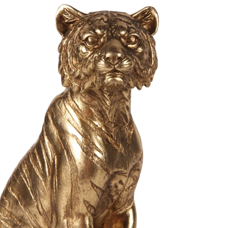 Statue de tigre sur des livres - or - 29 cm