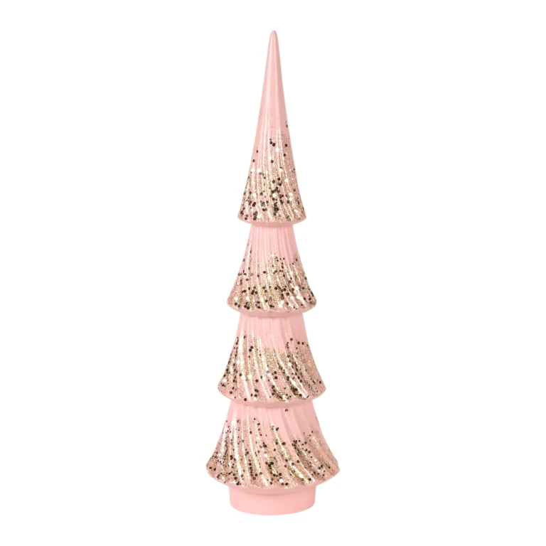 Mini sapin de Noël - rose - 35,5 cm - résine synthétique