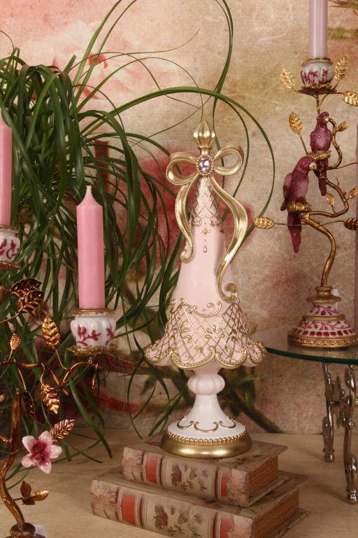 Mini sapin de Noël - rose - 35,5 cm - résine synthétique