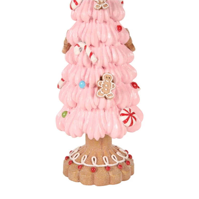 Mini sapin de Noël - rose - 31,5 cm - résine synthétique