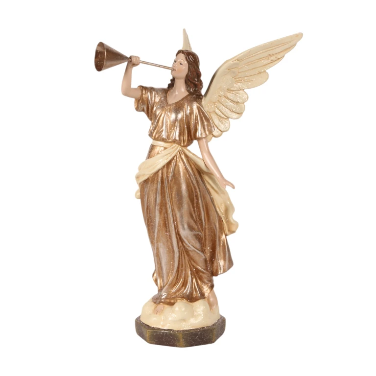 Statue d'ange - beige - 41 cm - résine synthétique