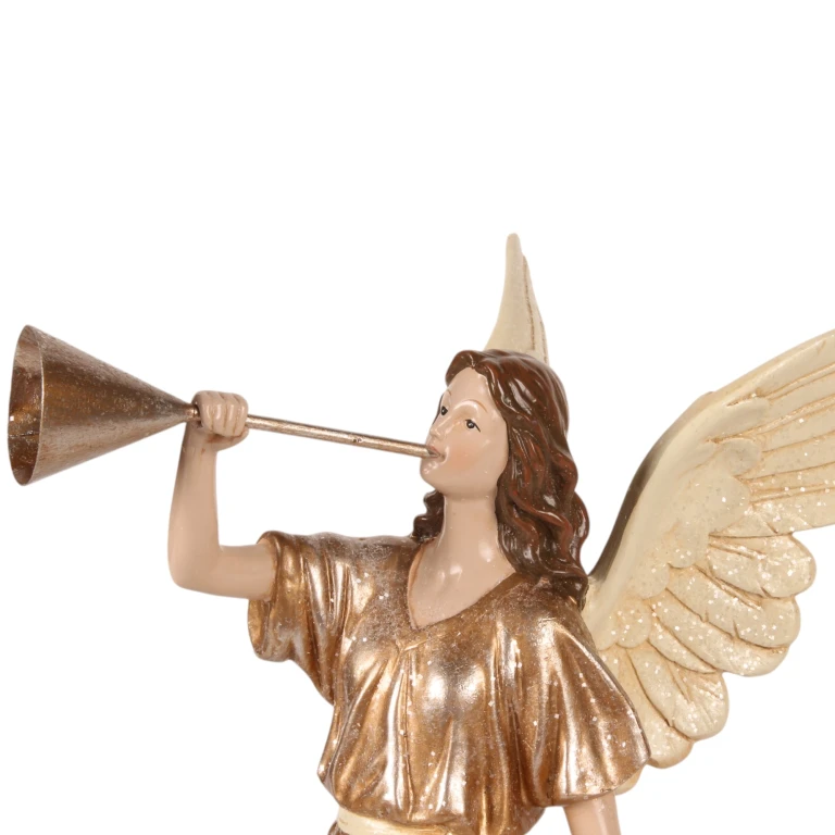 Statue d'ange - beige - 41 cm - résine synthétique