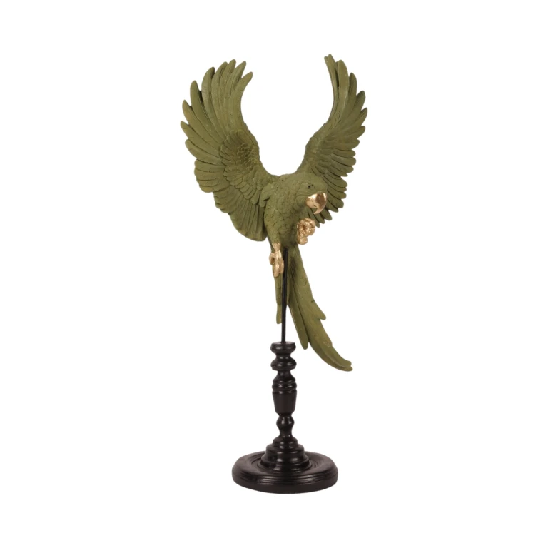 Perroquet sur socle - vert - 52,5 cm