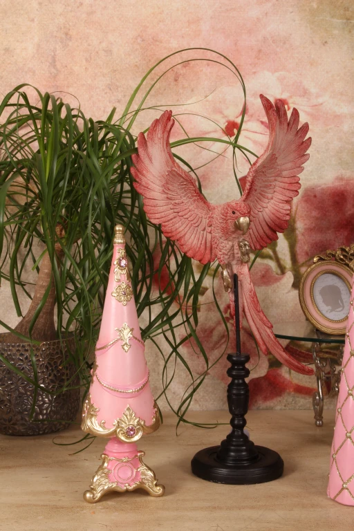 Perroquet sur piquet - rose - 52,5 cm