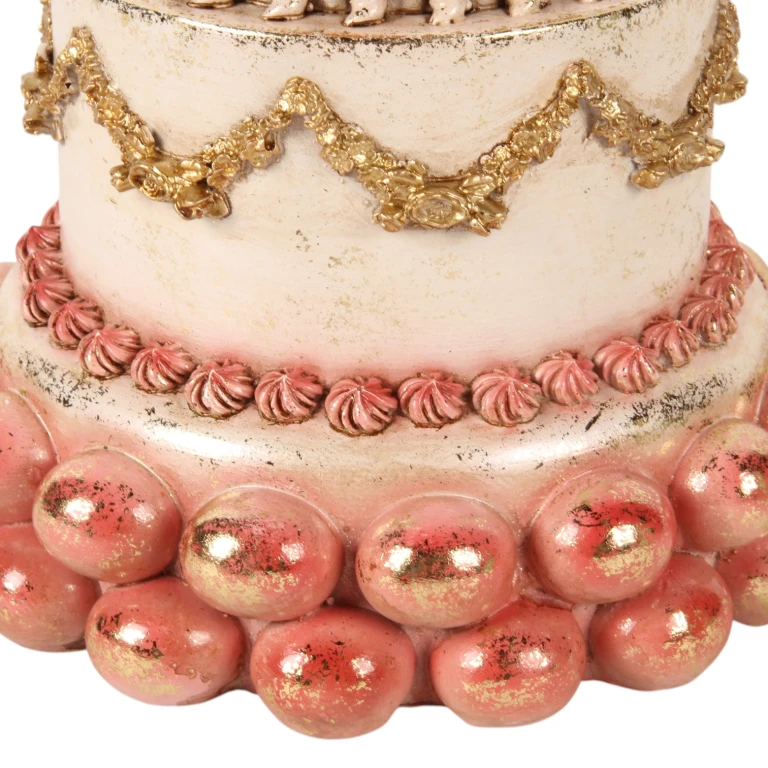 Gâteau décoratif - rose - 27,5 cm - résine synthétique