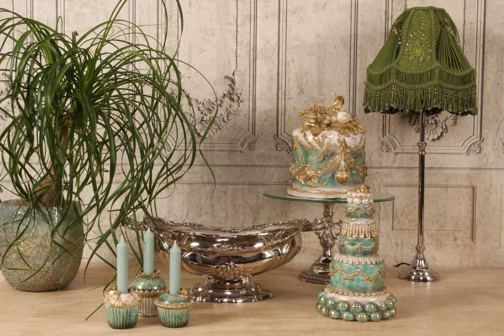 Gâteau décoratif - bleu - 27,5 cm - résine synthétique