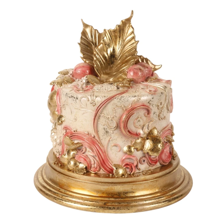 Gâteau décoratif - rose - 31 cm - résine synthétique