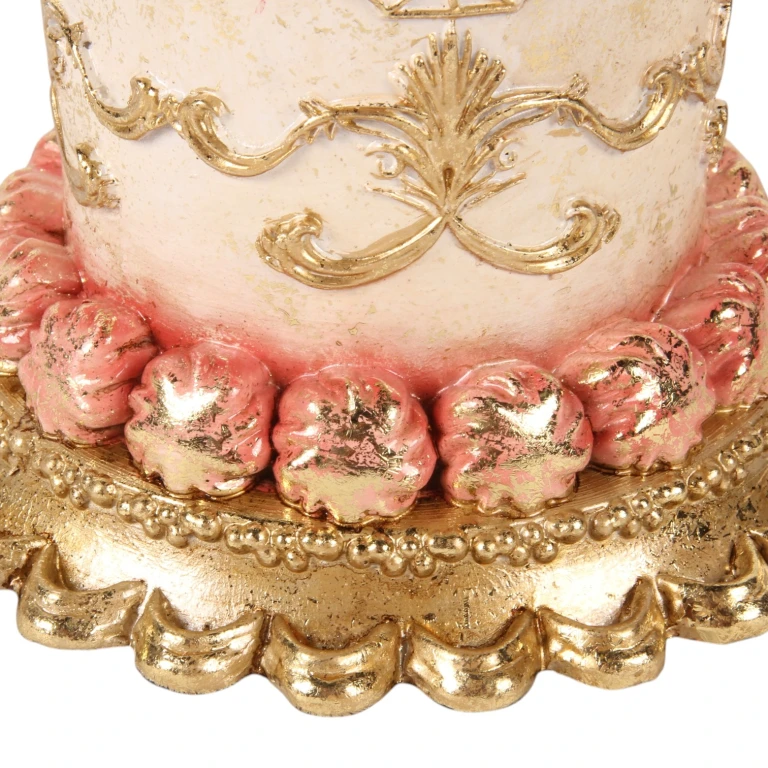 Gâteau décoratif - rose - 18,5 cm - résine synthétique