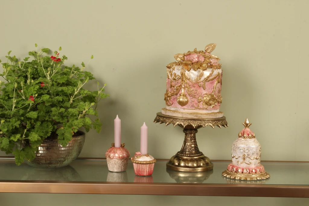 Gâteau décoratif - rose - 24 cm - résine synthétique