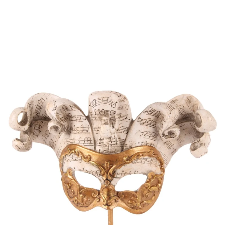Masque décoratif sur pied - or - 28 cm - résine artistique