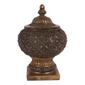 Boîte de rangement ronde 27 x 18,5 cm - or - résine synthétique