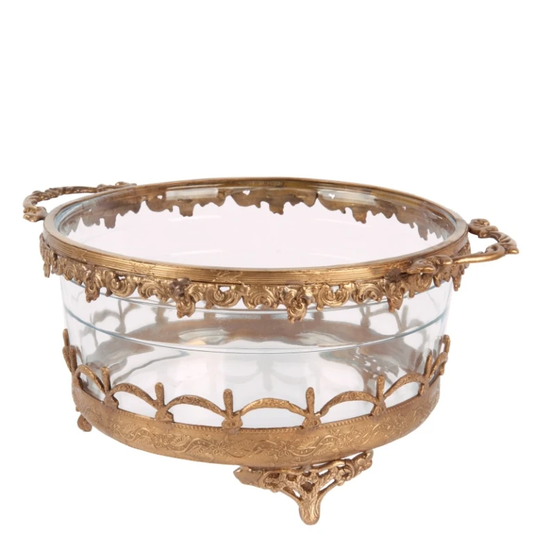 Bougeoir - or - laiton et verre - 14 cm