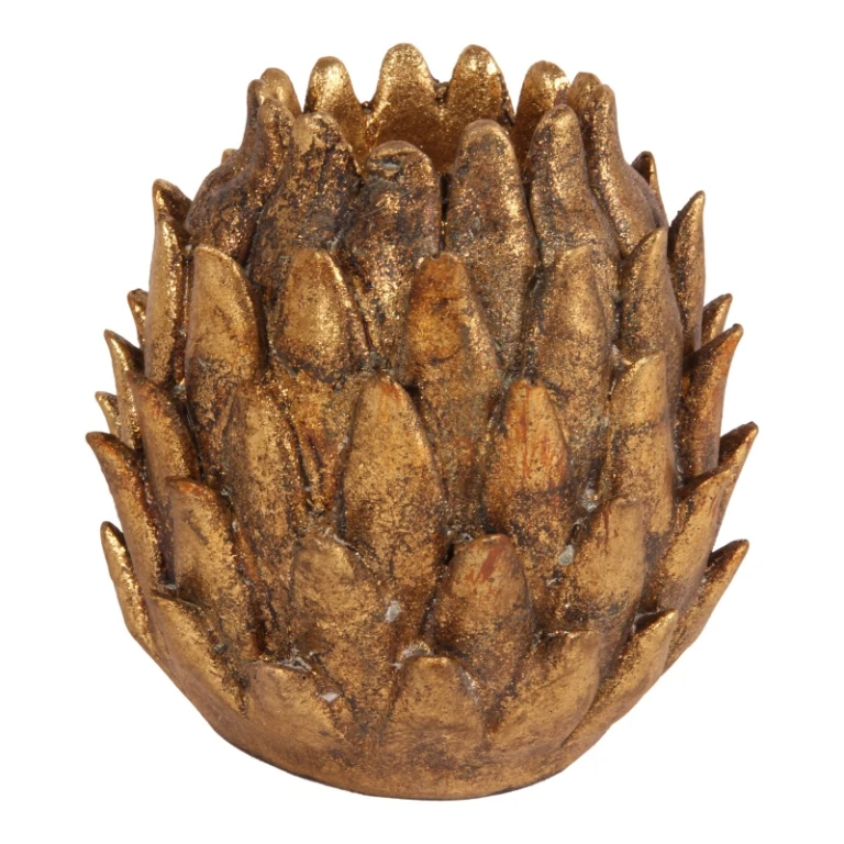 Porte-bougie Artichaut - or - résine synthétique - 9 cm