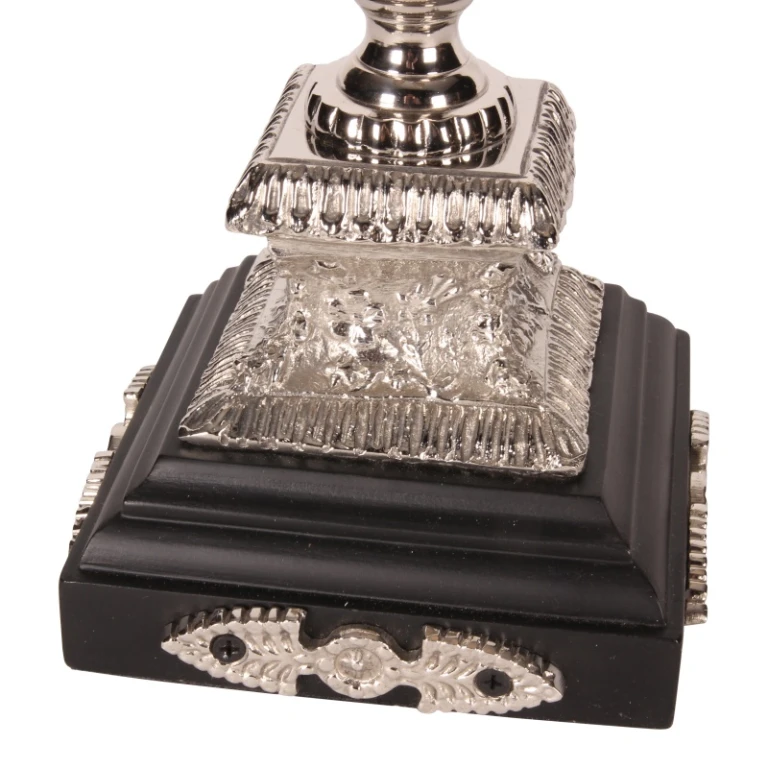 Lanterne à vent - 60 cm - argent - laiton et verre