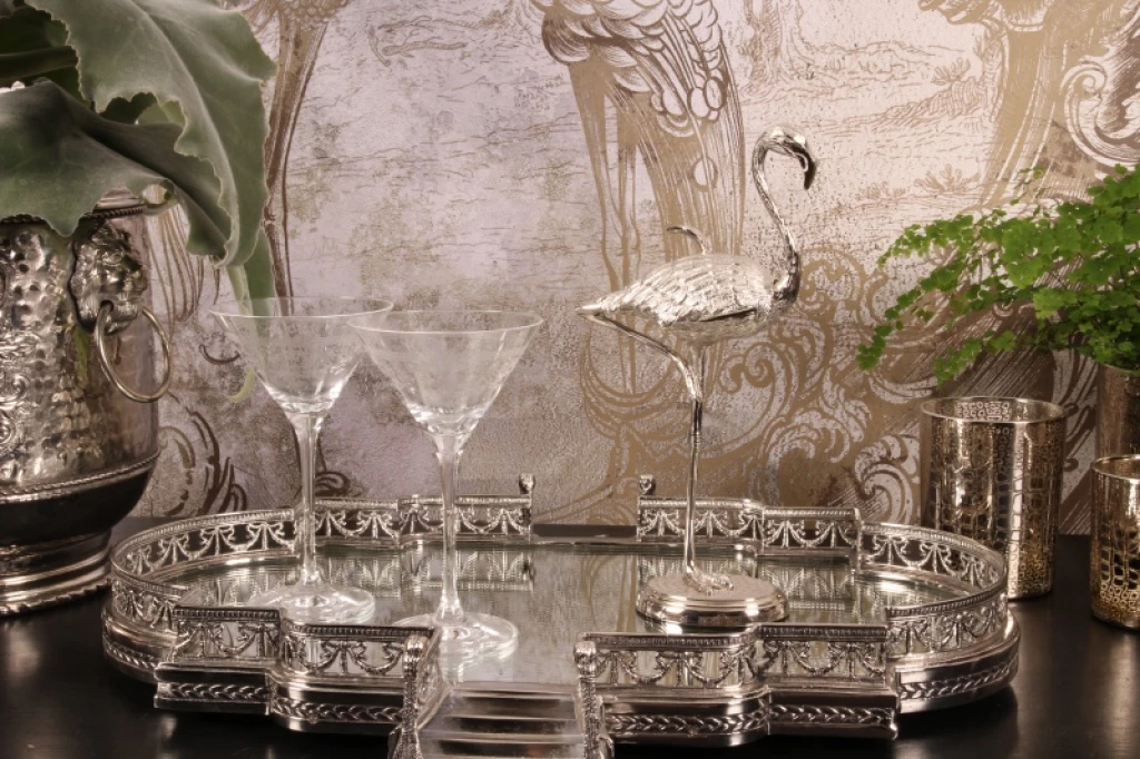Boîte de rangement Flamingo - 29 cm - argent - laiton
