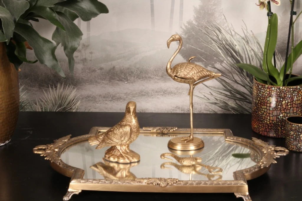 Boîte de rangement Flamingo - 29 cm - or - laiton
