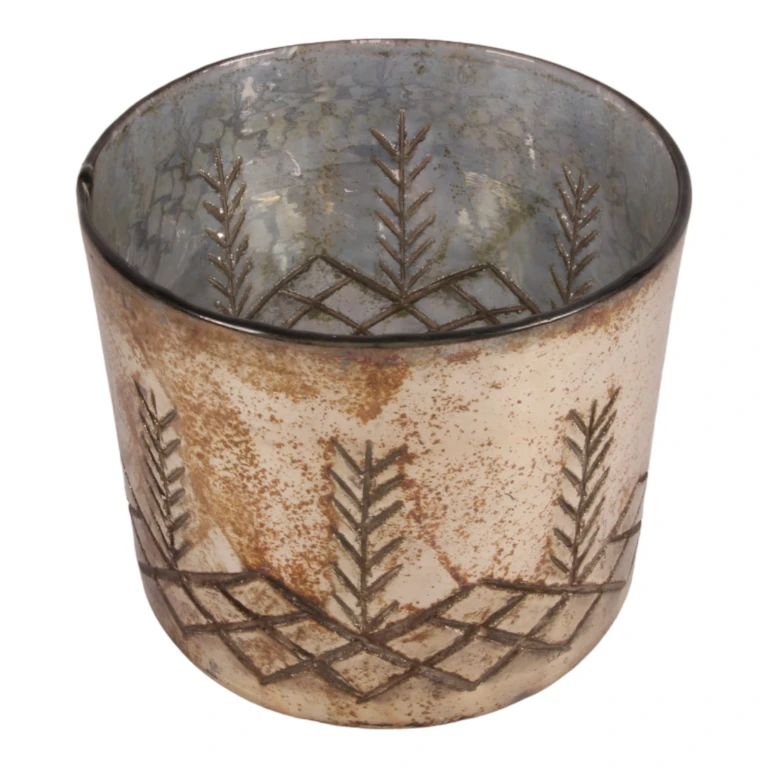 Bougeoir - argent - verre - 18 cm
