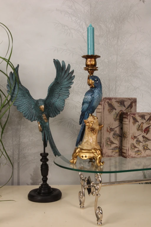Chandelier Perroquet - 33 cm - bleu - résine