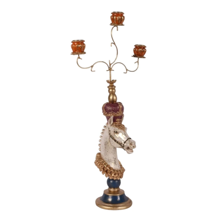 Candélabre Cheval - 55 cm - multi - résine synthétique