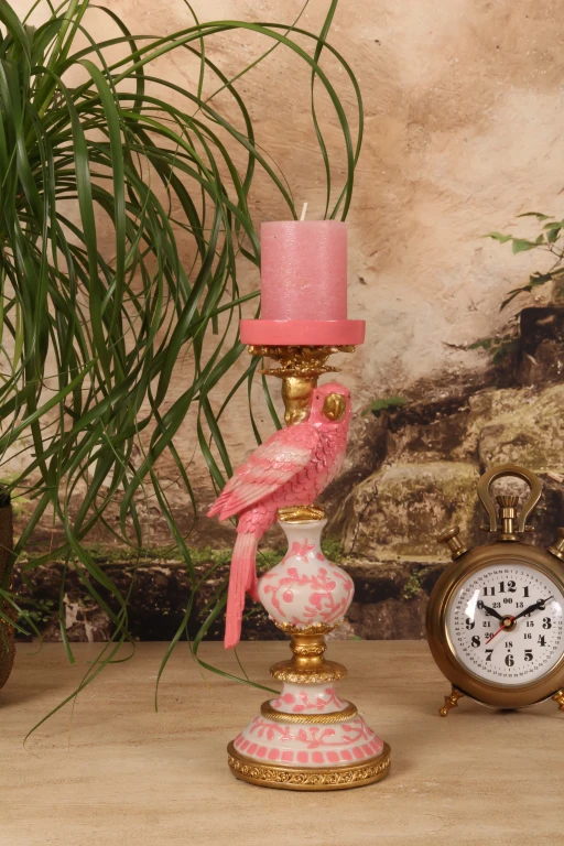 Chandelier Perroquet - 32,5 cm - rose - résine synthétique