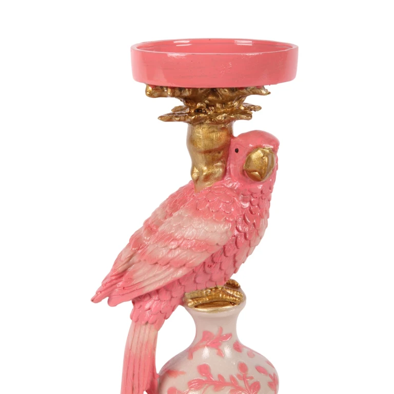 Chandelier Perroquet - 32,5 cm - rose - résine synthétique