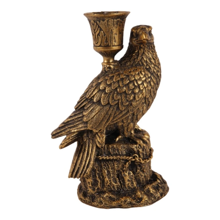 Candélabre Oiseau - 16 cm - or - résine synthétique
