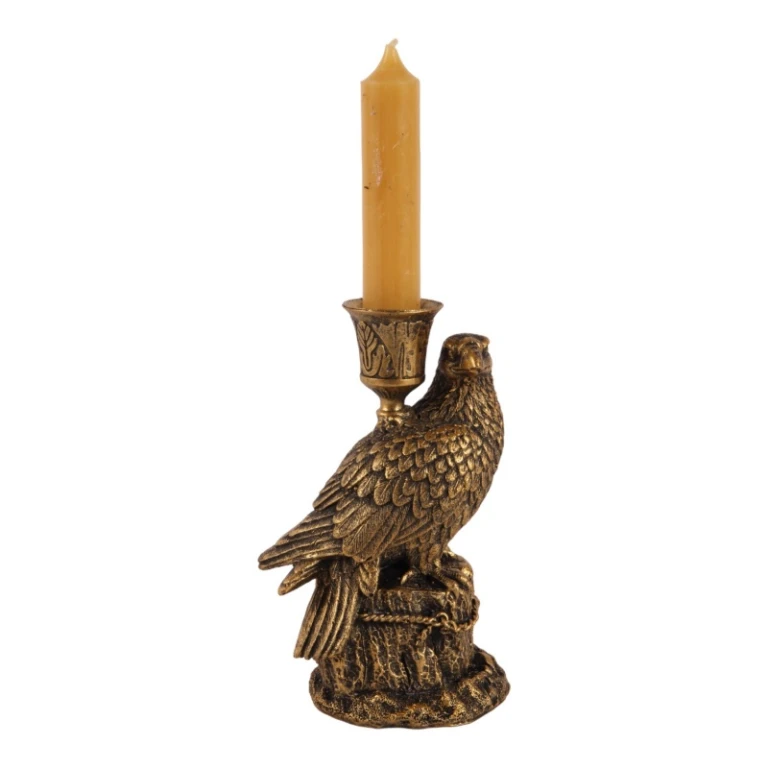 Candélabre Oiseau - 16 cm - or - résine synthétique